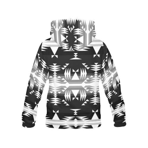 Between the Mountains Black and White All Over Print Hoodie for Women (USA Size) (Model H13) All Over Print Hoodie for Women (H13) e-joyer