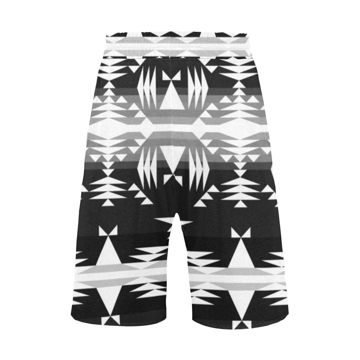 Between the Mountains Black and White Men's All Over Print Casual Shorts (Model L23) Men's Casual Shorts (L23) e-joyer