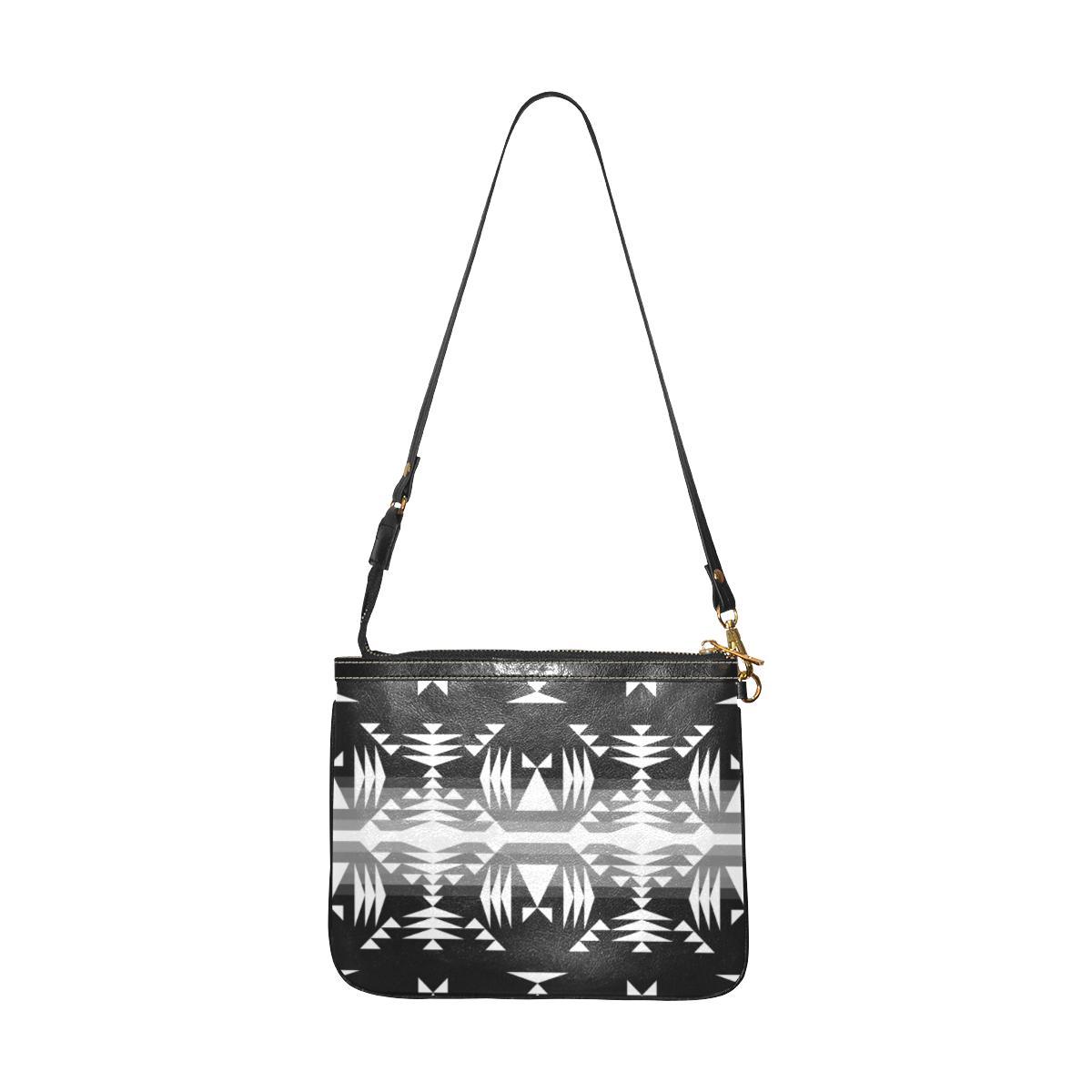 Between the Mountains Black and White Small Shoulder Bag (Model 1710) Small Shoulder Bag (1710) e-joyer