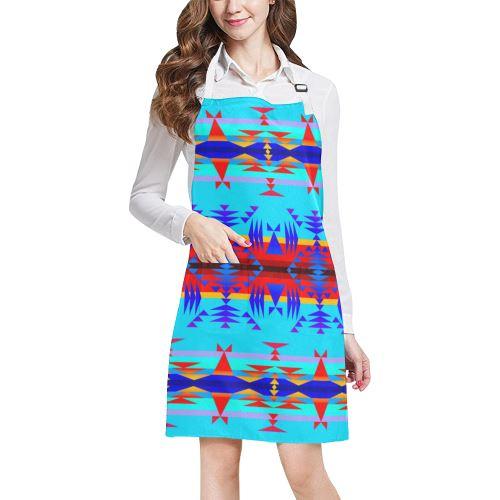 Between the Mountains Blue All Over Print Apron All Over Print Apron e-joyer
