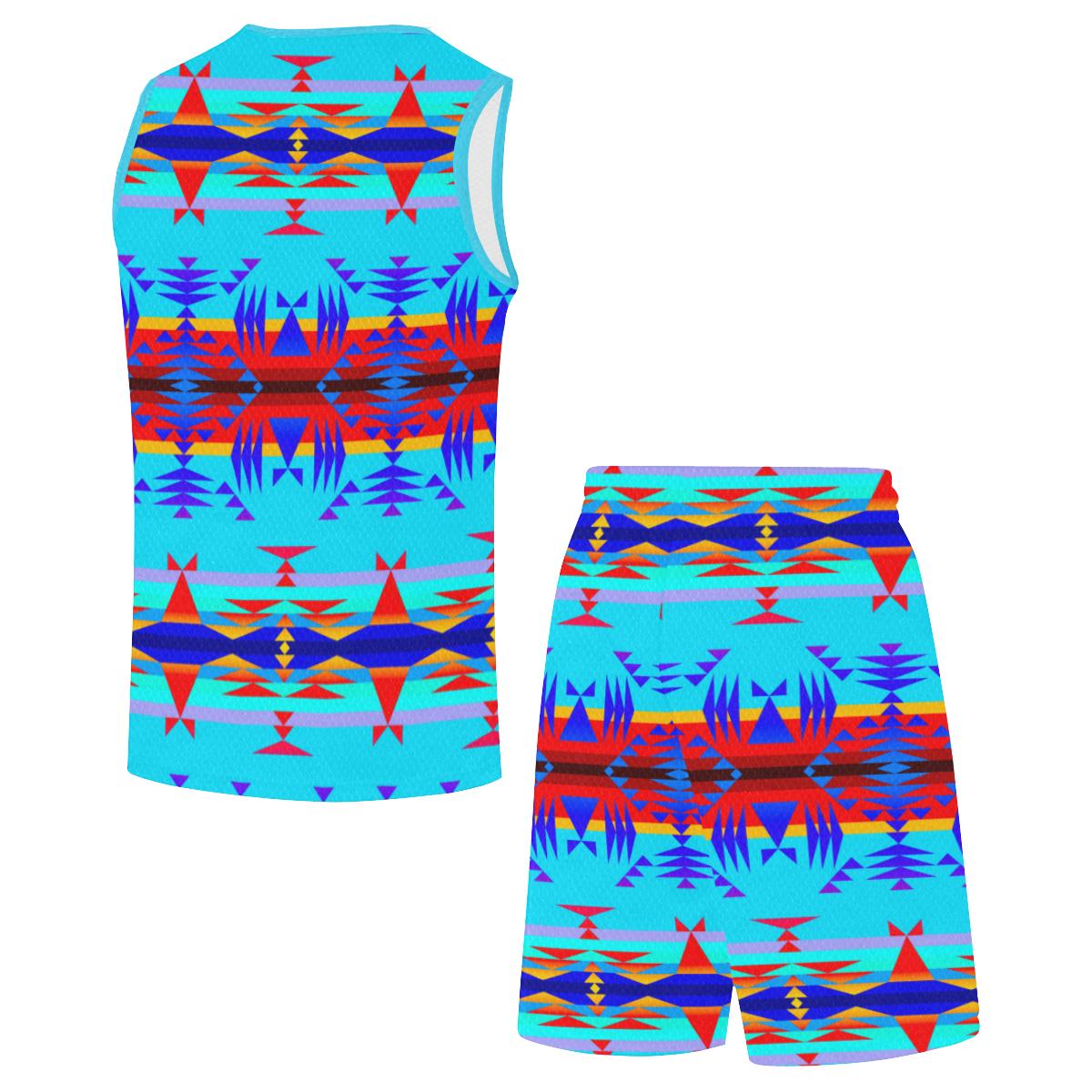 Between the Mountains Blue All Over Print Basketball Uniform Basketball Uniform e-joyer