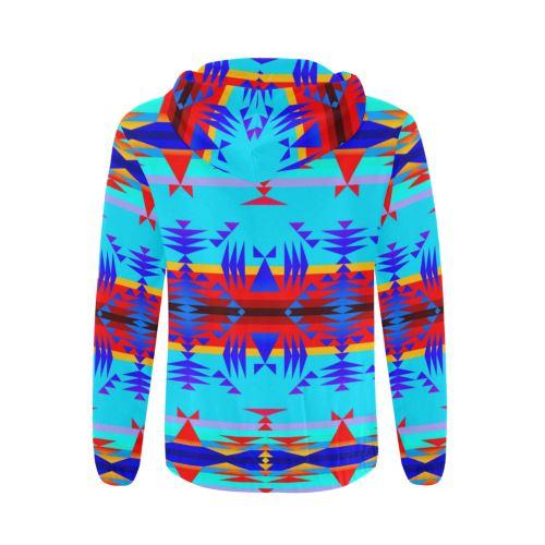Between the Mountains Blue All Over Print Full Zip Hoodie for Men (Model H14) All Over Print Full Zip Hoodie for Men (H14) e-joyer