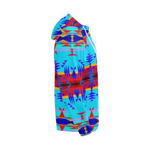 Between the Mountains Blue All Over Print Full Zip Hoodie for Men (Model H14) All Over Print Full Zip Hoodie for Men (H14) e-joyer