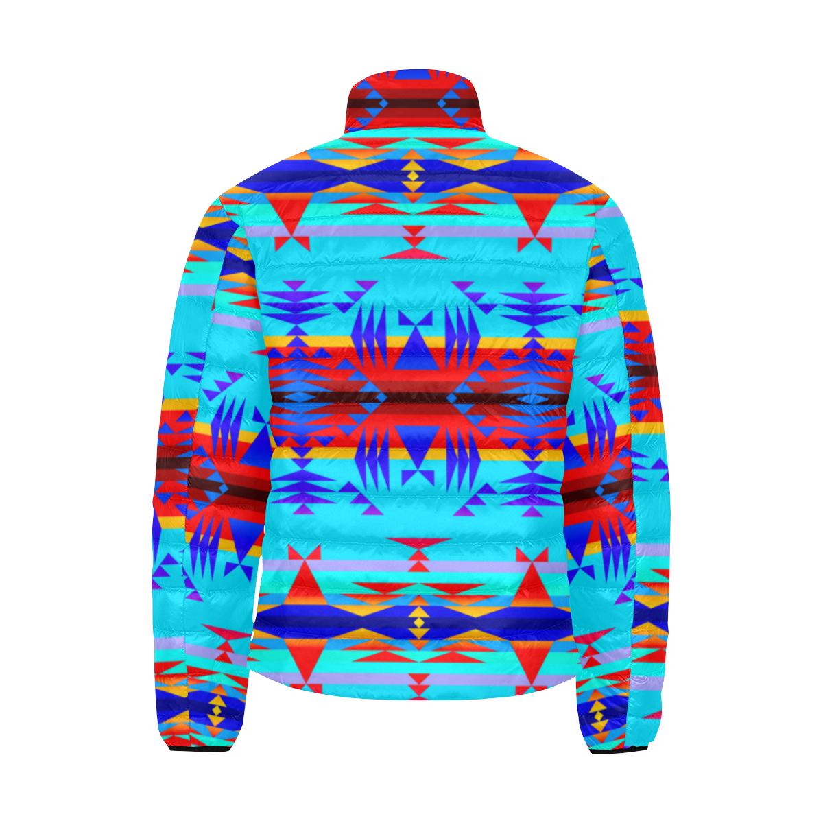 Between the Mountains Blue Men's Stand Collar Padded Jacket (Model H41) Men's Stand Collar Padded Jacket (H41) e-joyer