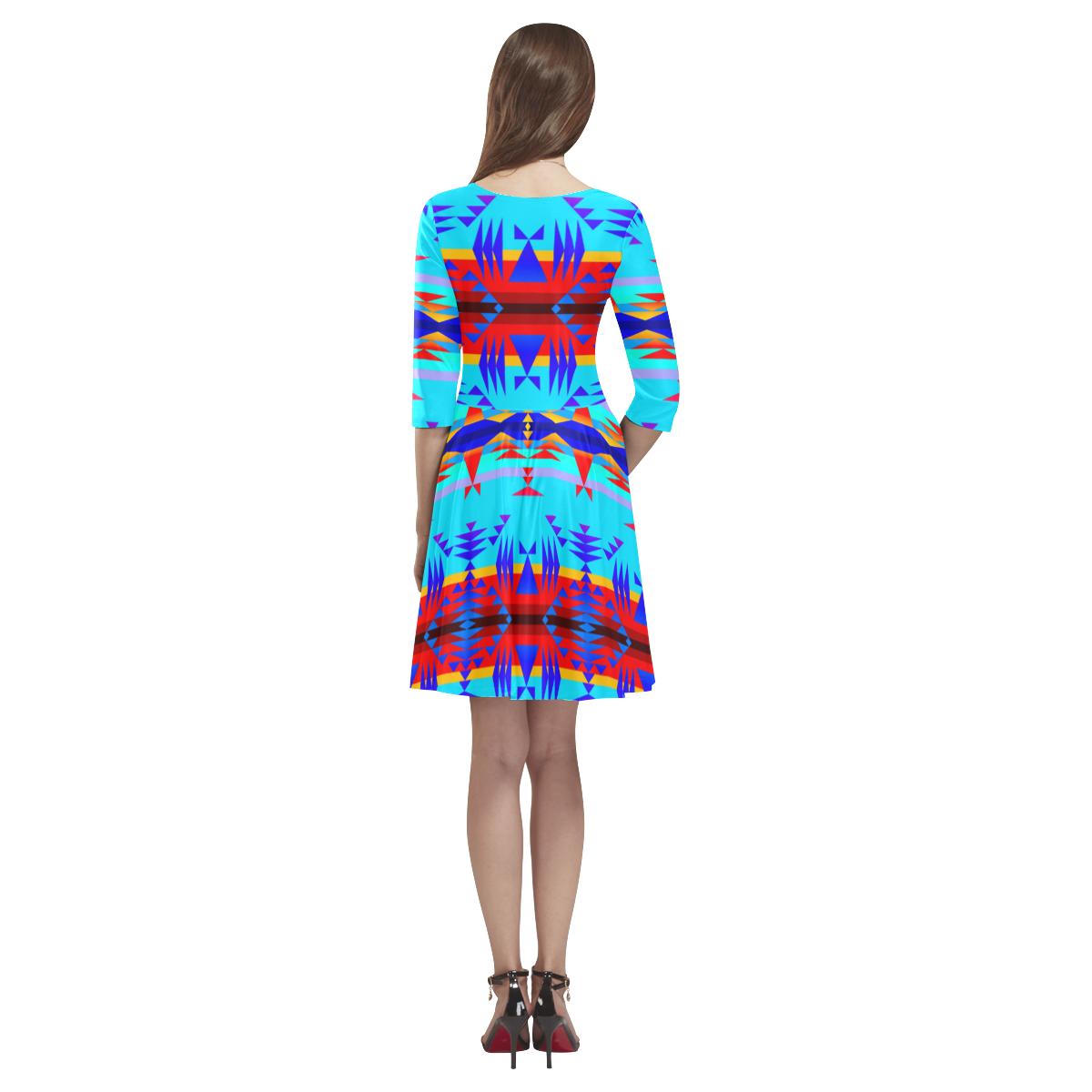 Between the Mountains Blue Tethys Half-Sleeve Skater Dress(Model D20) Tethys Half-Sleeve Skater Dress (D20) e-joyer