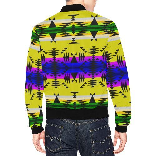 Between the Mountains Greasy Yellow All Over Print Bomber Jacket for Men/Large Size (Model H19) All Over Print Bomber Jacket for Men/Large (H19) e-joyer