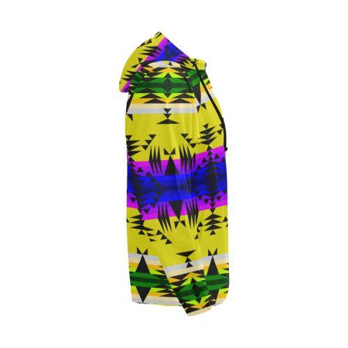 Between the Mountains Greasy Yellow All Over Print Full Zip Hoodie for Men (Model H14) All Over Print Full Zip Hoodie for Men (H14) e-joyer