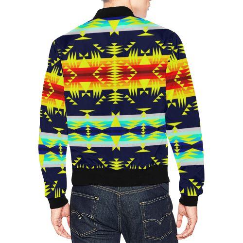 Between the Mountains Navy Yellow All Over Print Bomber Jacket for Men/Large Size (Model H19) All Over Print Bomber Jacket for Men/Large (H19) e-joyer