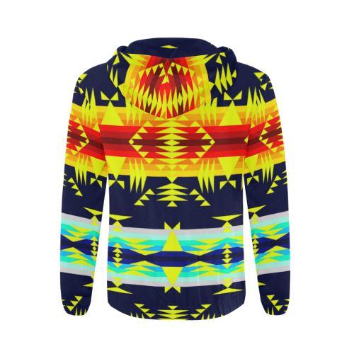 Between the Mountains Navy Yellow All Over Print Full Zip Hoodie for Men (Model H14) All Over Print Full Zip Hoodie for Men (H14) e-joyer