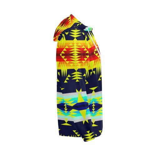 Between the Mountains Navy Yellow All Over Print Full Zip Hoodie for Men (Model H14) All Over Print Full Zip Hoodie for Men (H14) e-joyer