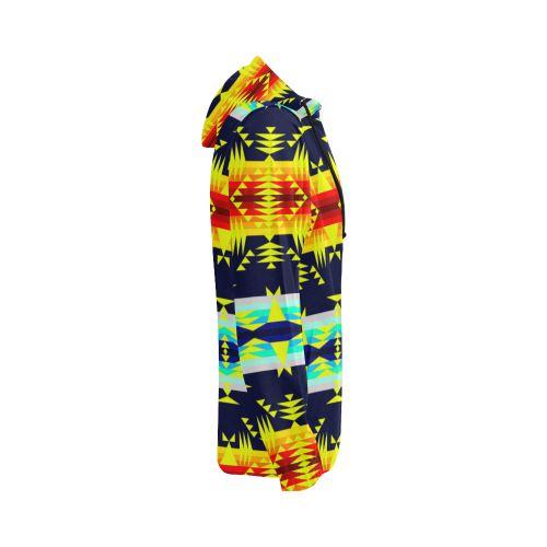 Between the Mountains Navy Yellow All Over Print Full Zip Hoodie for Women (Model H14) All Over Print Full Zip Hoodie for Women (H14) e-joyer