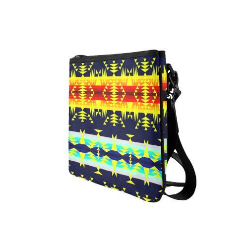 Between the Mountains Navy Yellow Slim Clutch Bag (Model 1668) Slim Clutch Bags (1668) e-joyer