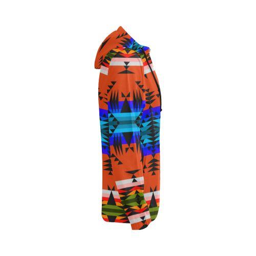 Between the Mountains Orange All Over Print Full Zip Hoodie for Women (Model H14) All Over Print Full Zip Hoodie for Women (H14) e-joyer