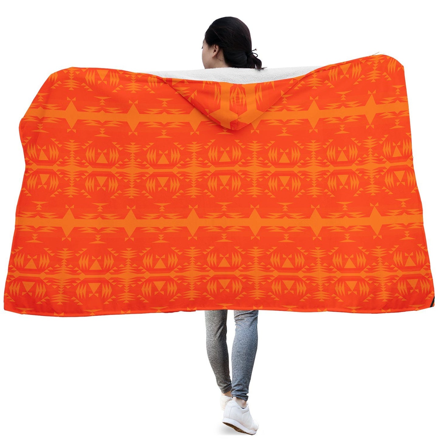 Between the Mountains Orange Hooded Blanket blanket 49 Dzine
