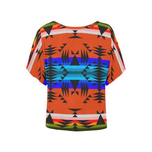 Between the Mountains Orange Women's Batwing-Sleeved Blouse T shirt (Model T44) Women's Batwing-Sleeved Blouse T shirt (T44) e-joyer