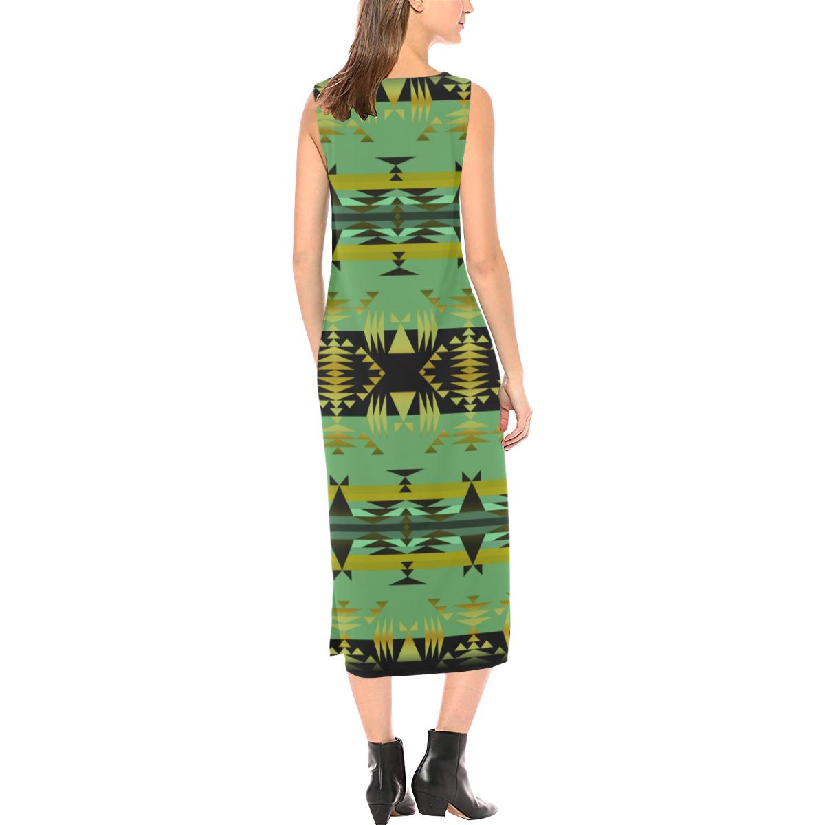 Between the Mountains Sage Phaedra Sleeveless Open Fork Long Dress (Model D08) Phaedra Sleeveless Open Fork Long Dress (D08) e-joyer