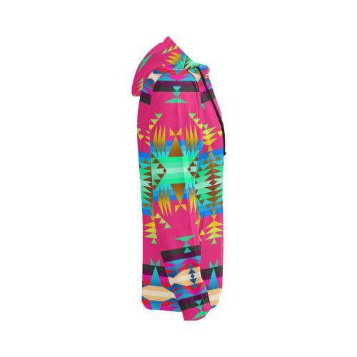 Between the Mountains Sunset Sky All Over Print Full Zip Hoodie for Women (Model H14) All Over Print Full Zip Hoodie for Women (H14) e-joyer