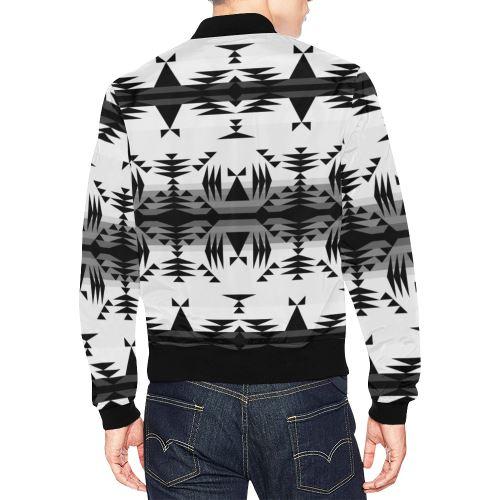 Between the Mountains White and Black All Over Print Bomber Jacket for Men/Large Size (Model H19) All Over Print Bomber Jacket for Men/Large (H19) e-joyer