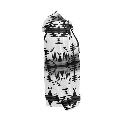 Between the Mountains White and Black All Over Print Full Zip Hoodie for Men (Model H14) All Over Print Full Zip Hoodie for Men (H14) e-joyer