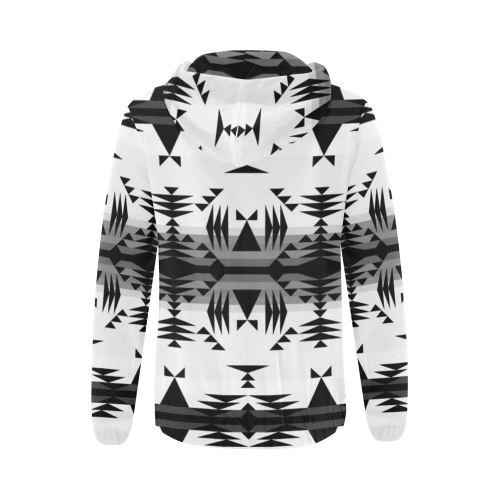 Between the Mountains White and Black All Over Print Full Zip Hoodie for Women (Model H14) All Over Print Full Zip Hoodie for Women (H14) e-joyer