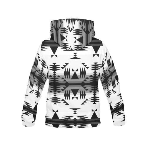 Between the Mountains White and Black All Over Print Hoodie for Women (USA Size) (Model H13) All Over Print Hoodie for Women (H13) e-joyer