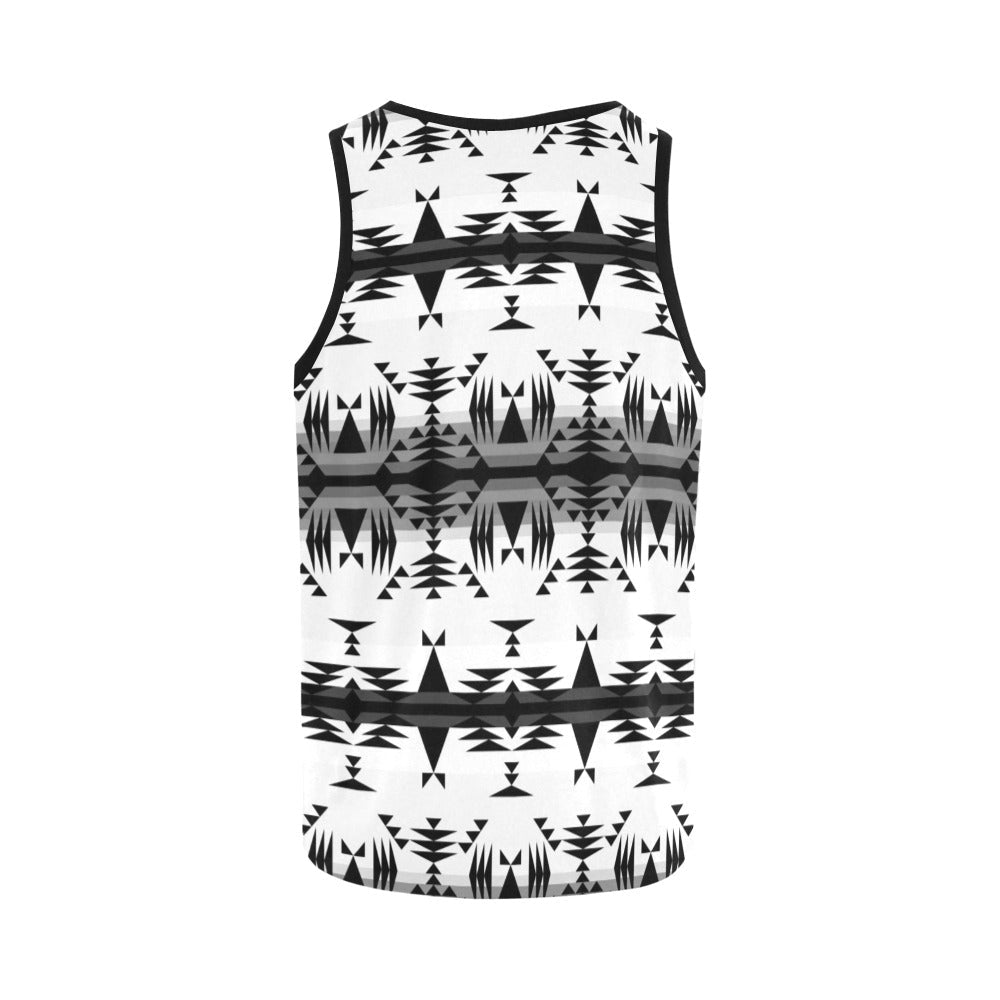 Between the Mountains White and Black All Over Print Tank Top for Women (Model T43) All Over Print Tank Top for Women (T43) e-joyer