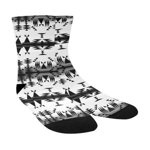 Between the Mountains White and Black Crew Socks Crew Socks e-joyer
