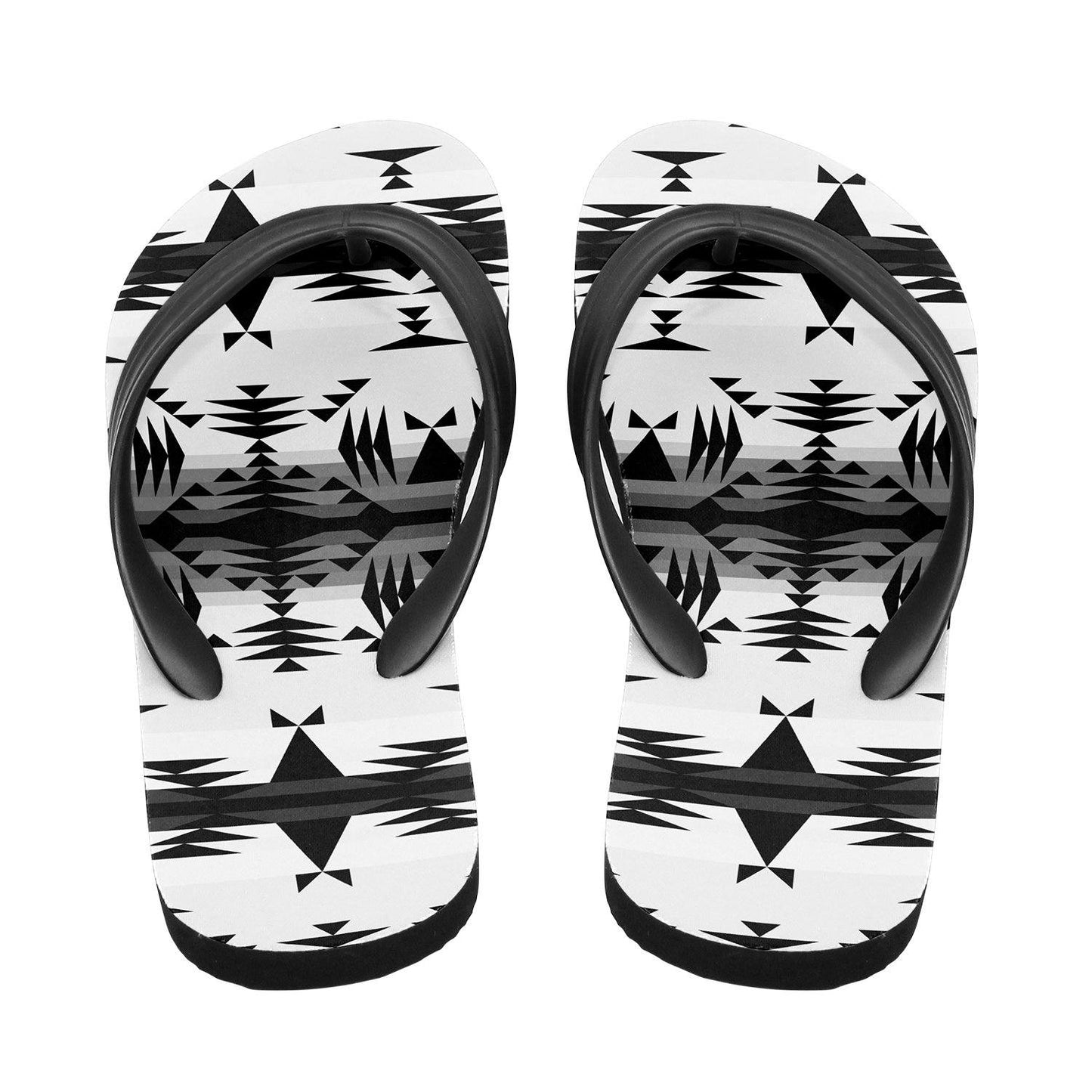 Between the Mountains White and Black Flip Flops 49 Dzine