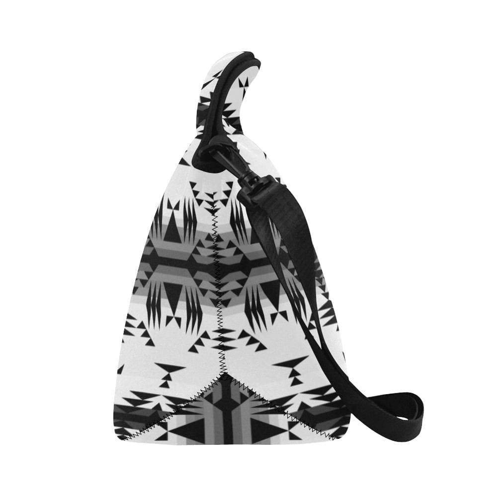 Between the Mountains White and Black Neoprene Lunch Bag/Large (Model 1669) Neoprene Lunch Bag/Large (1669) e-joyer