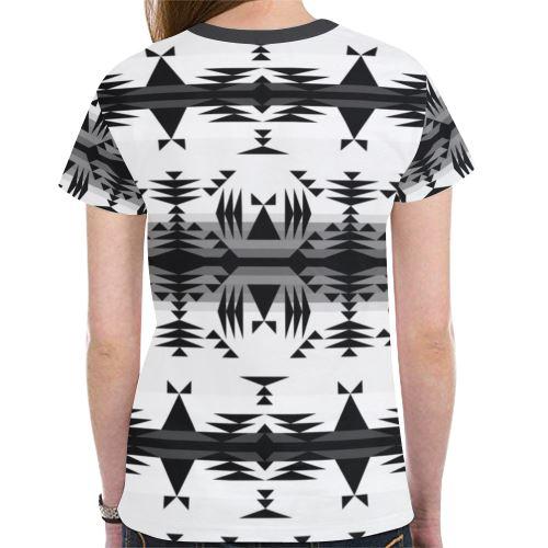 Between the Mountains White and Black New All Over Print T-shirt for Women (Model T45) New All Over Print T-shirt for Women (T45) e-joyer