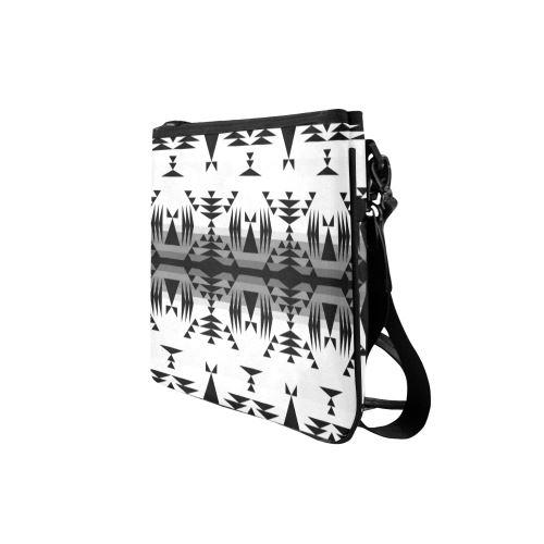 Between the Mountains White and Black Slim Clutch Bag (Model 1668) Slim Clutch Bags (1668) e-joyer