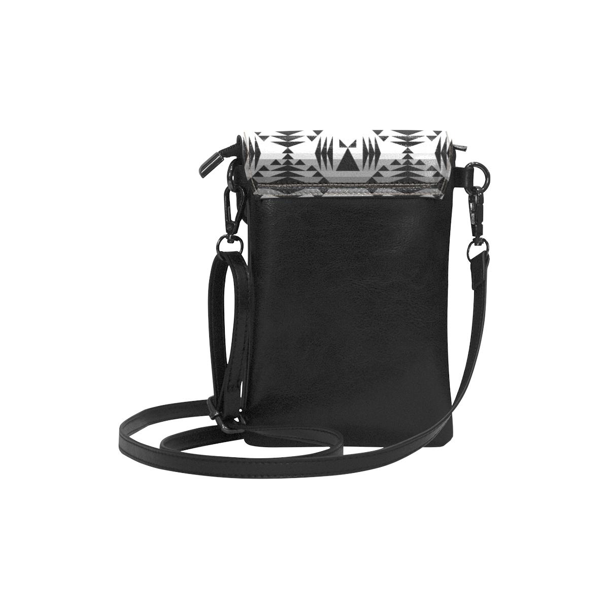 Between the Mountains White and Black Small Cell Phone Purse (Model 1711) Small Cell Phone Purse (1711) e-joyer