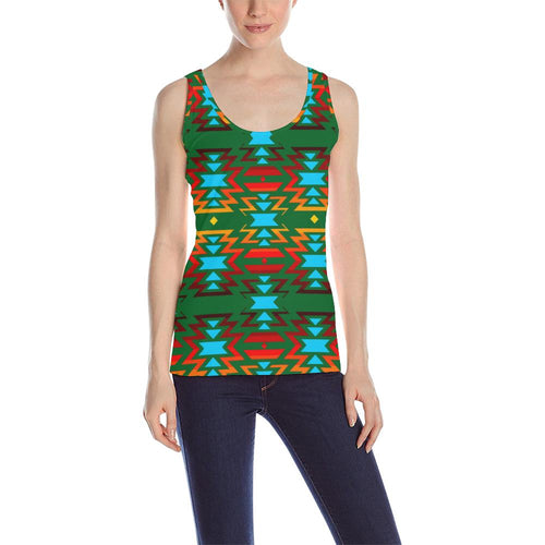 Big Pattern Fire Colors and Sky green All Over Print Tank Top for Women (Model T43) All Over Print Tank Top for Women (T43) e-joyer 