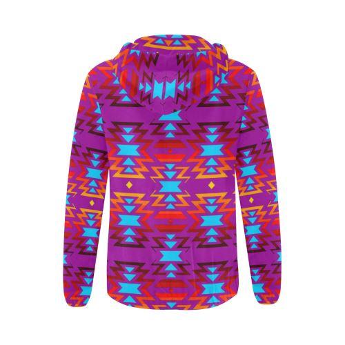 Big Pattern Fire Colors and Sky Moon Shadow All Over Print Full Zip Hoodie for Women (Model H14) All Over Print Full Zip Hoodie for Women (H14) e-joyer