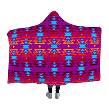 Load image into Gallery viewer, Big Pattern Fire Colors and Turquoise purple Hooded Blanket 49 Dzine 
