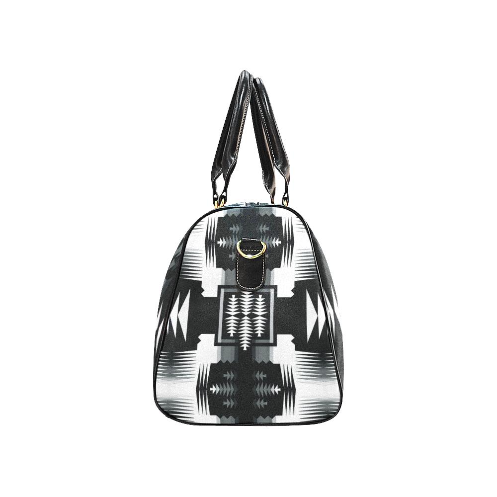 Black and White Sage 2 New Waterproof Travel Bag/Large (Model 1639) Waterproof Travel Bags (1639) e-joyer