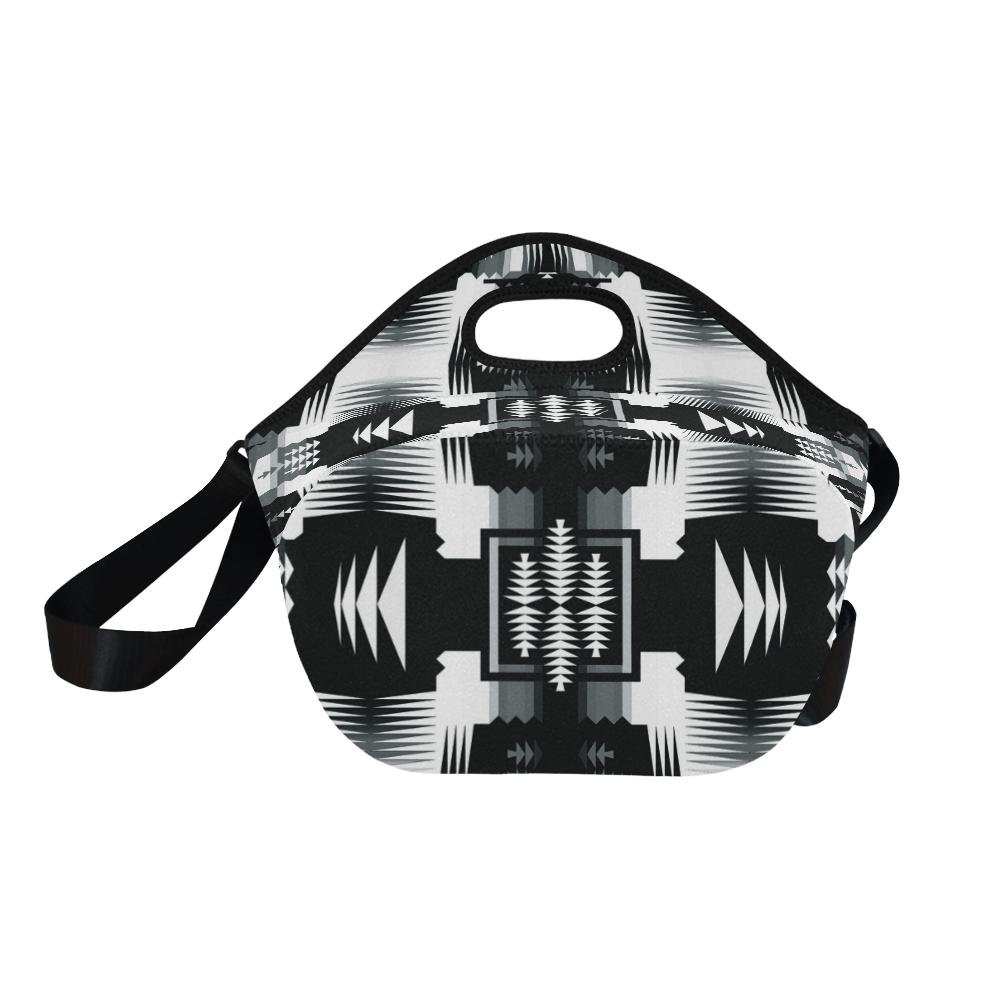 Black and White Sage II Large Insulated Neoprene Lunch Bag That Replaces Your Purse (Model 1669) Neoprene Lunch Bag/Large (1669) e-joyer