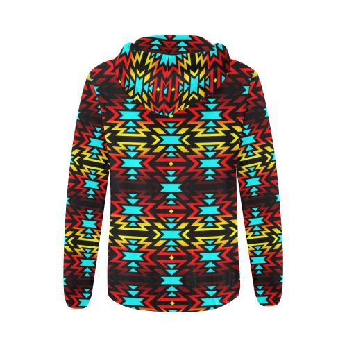 Black Fire and Sky All Over Print Full Zip Hoodie for Women (Model H14) All Over Print Full Zip Hoodie for Women (H14) e-joyer