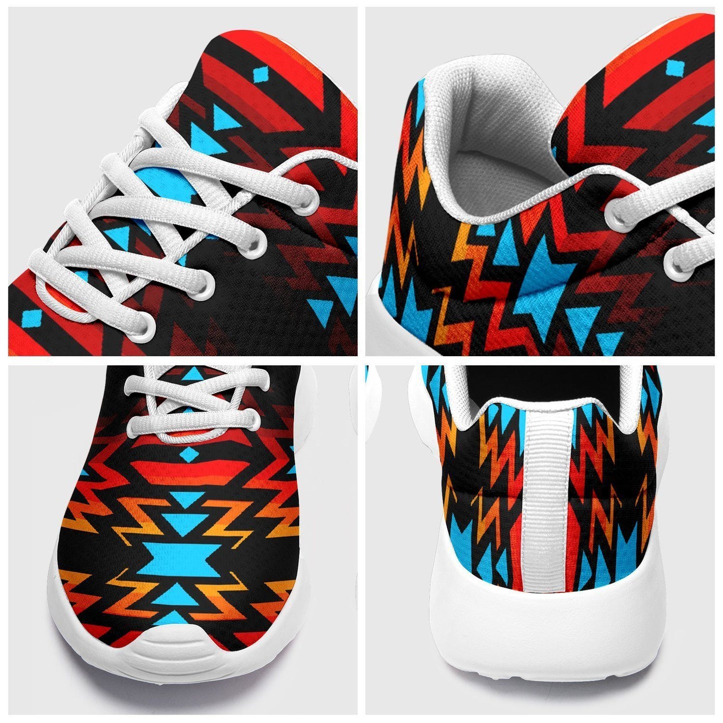 Black Fire and Turquoise Ikkaayi Sport Sneakers 49 Dzine
