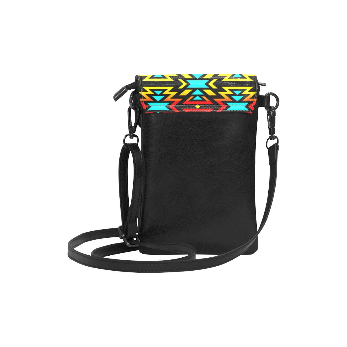 Black Fire and Turquoise Small Cell Phone Purse (Model 1711) Small Cell Phone Purse (1711) e-joyer