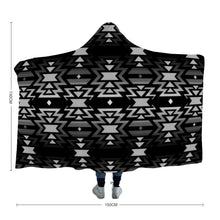 Load image into Gallery viewer, Black Fire Black and Gray Hooded Blanket 49 Dzine 
