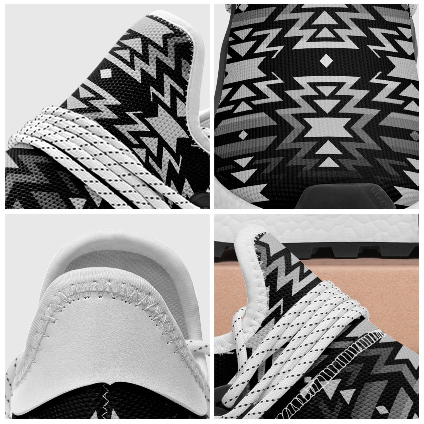 Black Fire Black and White Okaki Sneakers Shoes 49 Dzine