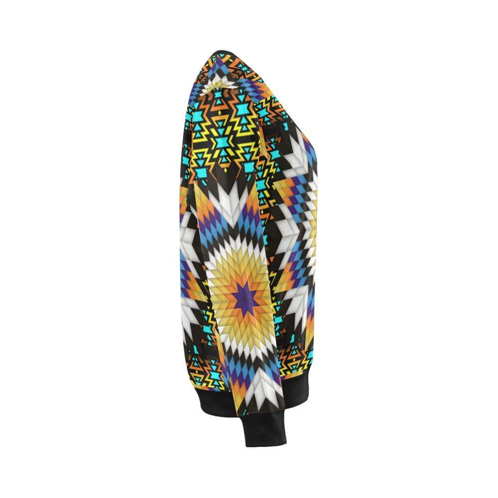Black Fire Star All Over Print Crewneck Sweatshirt for Women (Model H18) Crewneck Sweatshirt for Women (H18) e-joyer
