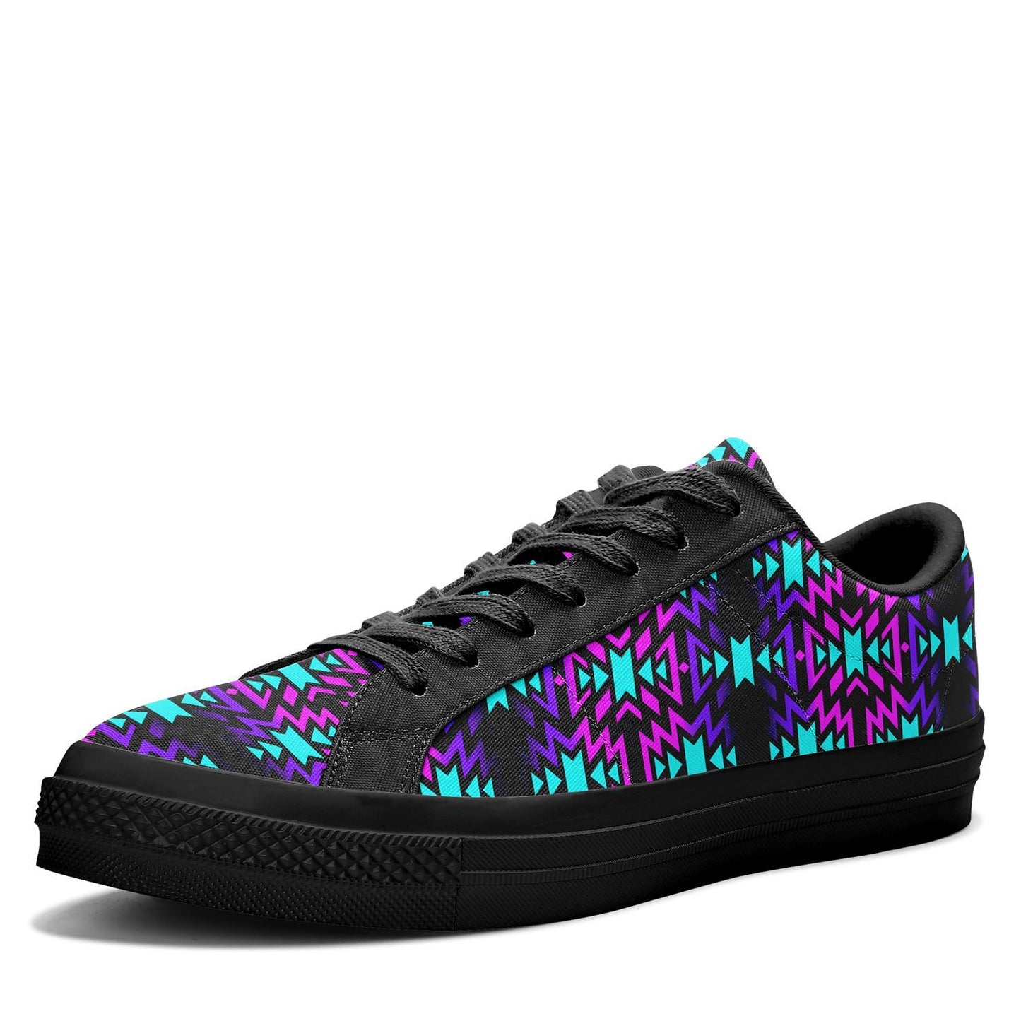 Black Fire Winter Sunset Aapisi Low Top Canvas Shoes Black Sole 49 Dzine