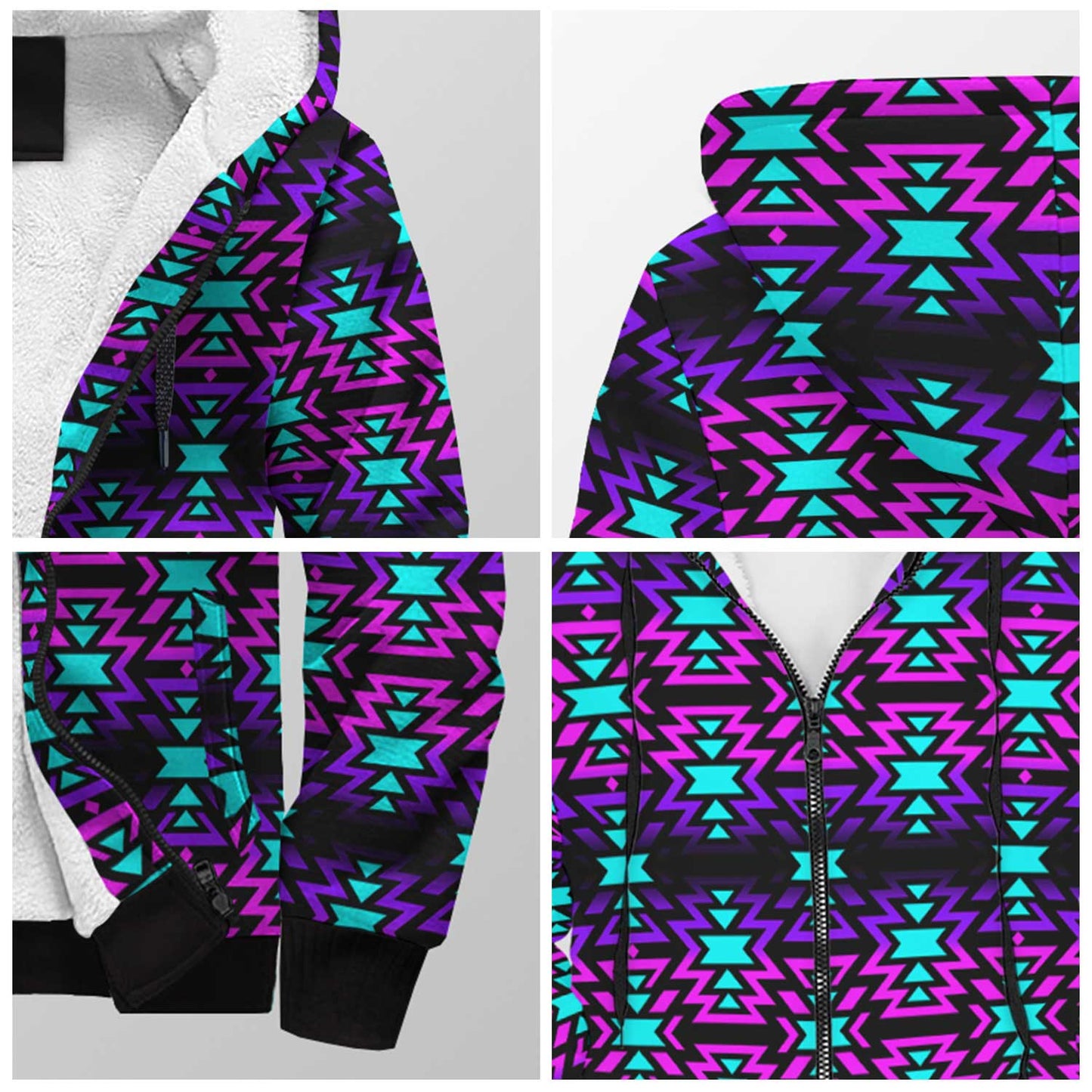 Black Fire Winter Sunset Sherpa Hoodie 49 Dzine