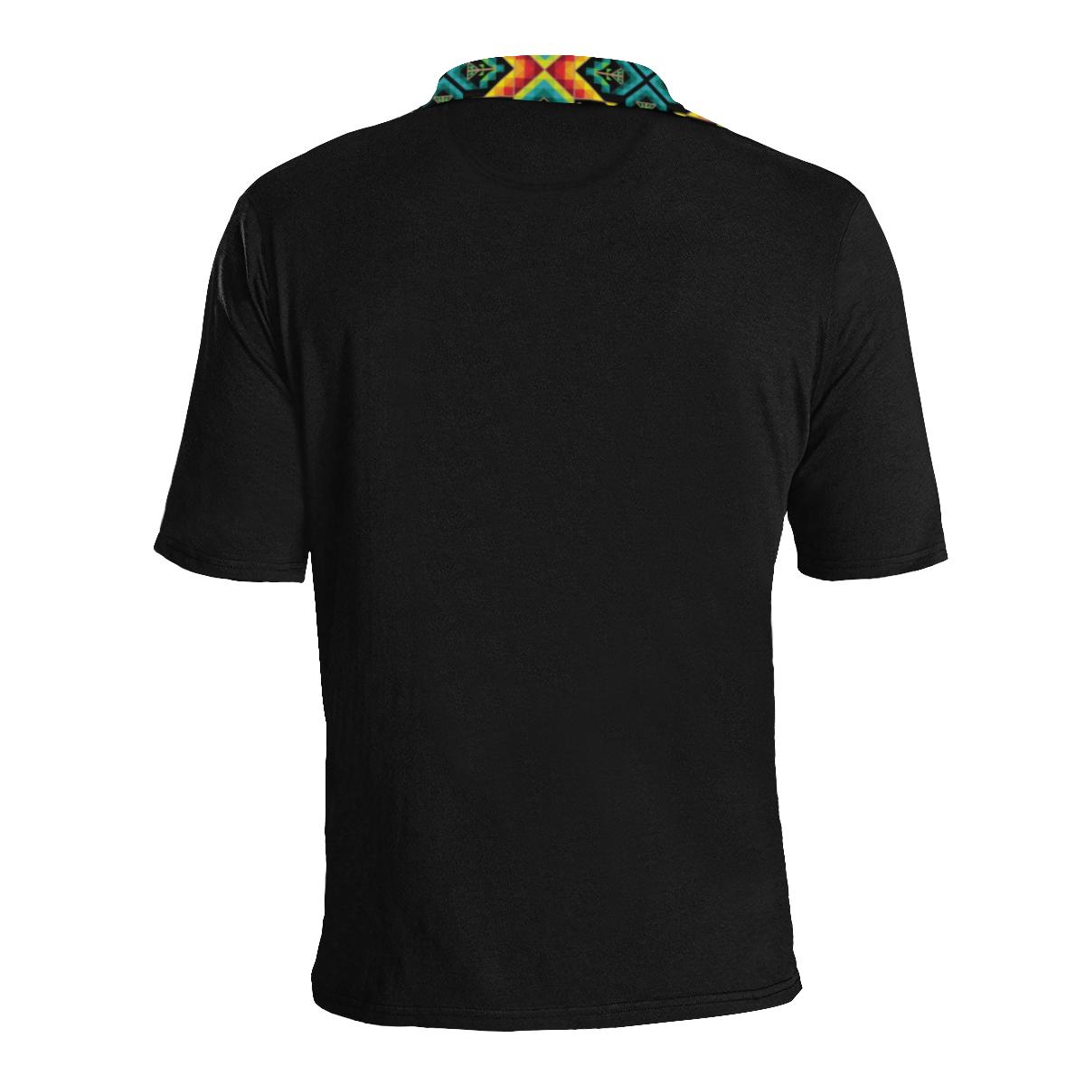 Black III Blanket Strip Men's All Over Print Polo Shirt (Model T55) Men's Polo Shirt (Model T55) e-joyer