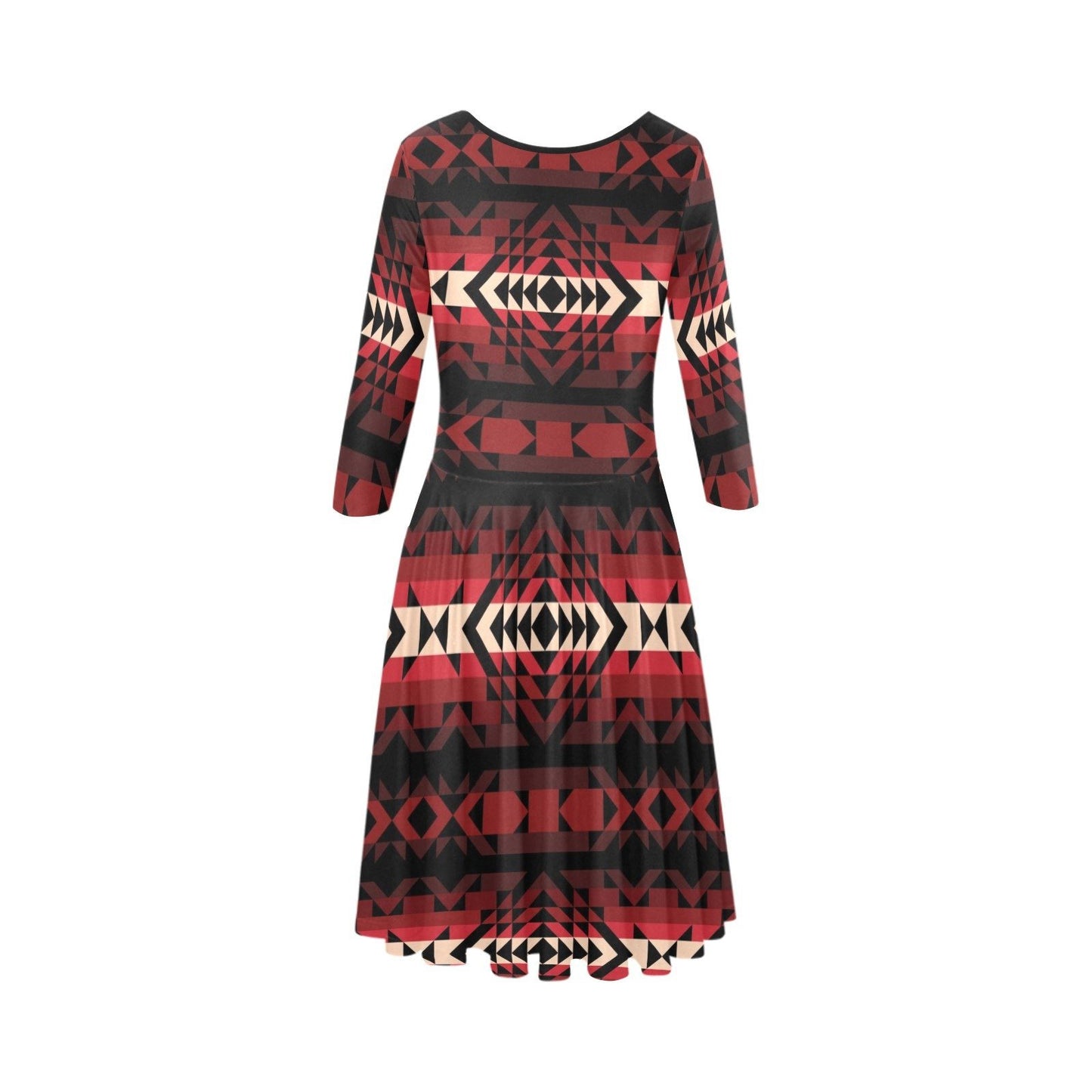 Black Rose Tethys Half-Sleeve Skater Dress(Model D20) Tethys Half-Sleeve Skater Dress (D20) e-joyer