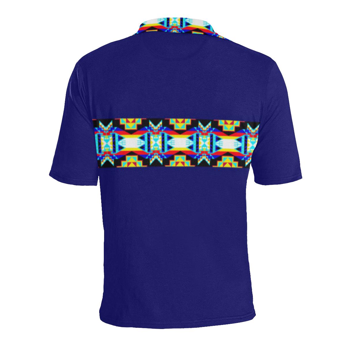 Blue Blanket Strip - I Men's All Over Print Polo Shirt (Model T55) Men's Polo Shirt (Model T55) e-joyer