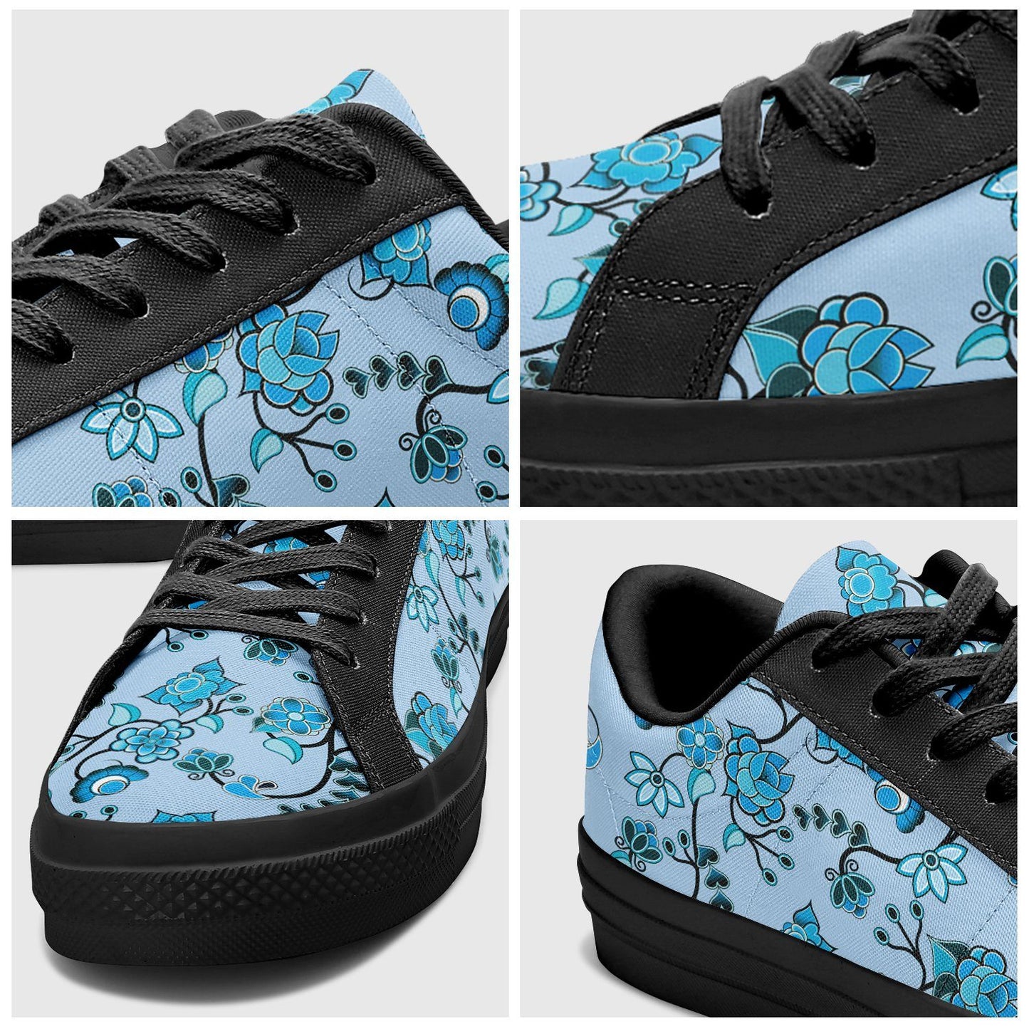 Blue Floral Amour Aapisi Low Top Canvas Shoes Black Sole aapisi Herman