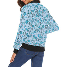 Load image into Gallery viewer, Blue Floral Amour All Over Print Bomber Jacket for Women (Model H19) All Over Print Bomber Jacket for Women (H19) e-joyer 
